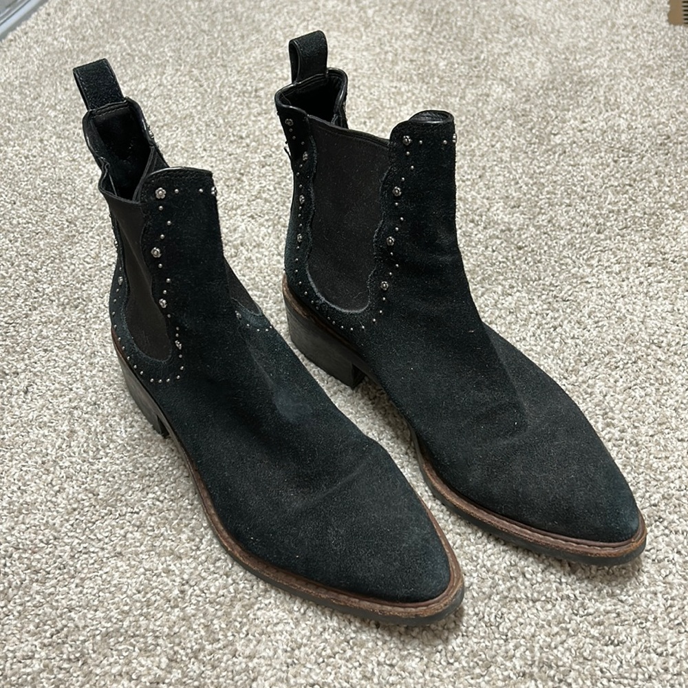 Coach Bowery suede ankle boots, western boots, black, booties